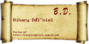 Bihary Dániel névjegykártya
